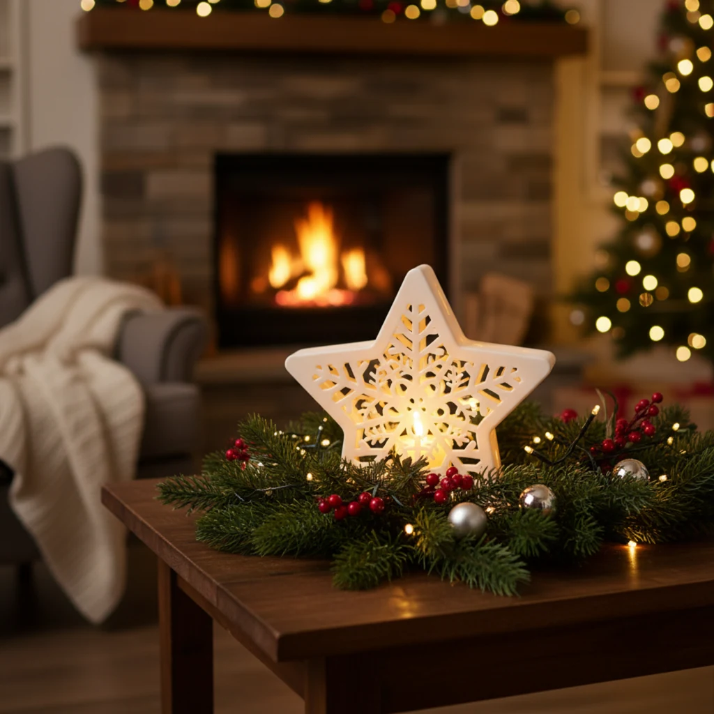 TUBY Christmas Kartanesi Yıldız Mumluk — Açık Desen – 3D baskı mumluk – Görünüm 2 | TUBY