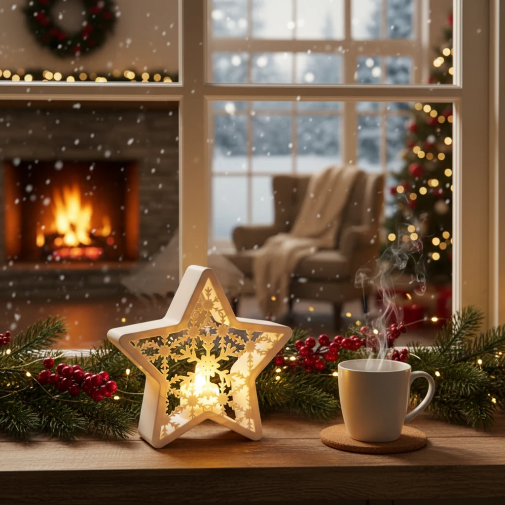 TUBY Christmas Kartanesi Yıldız Mumluk — Açık Desen – 3D baskı mumluk – Görünüm 4 | TUBY