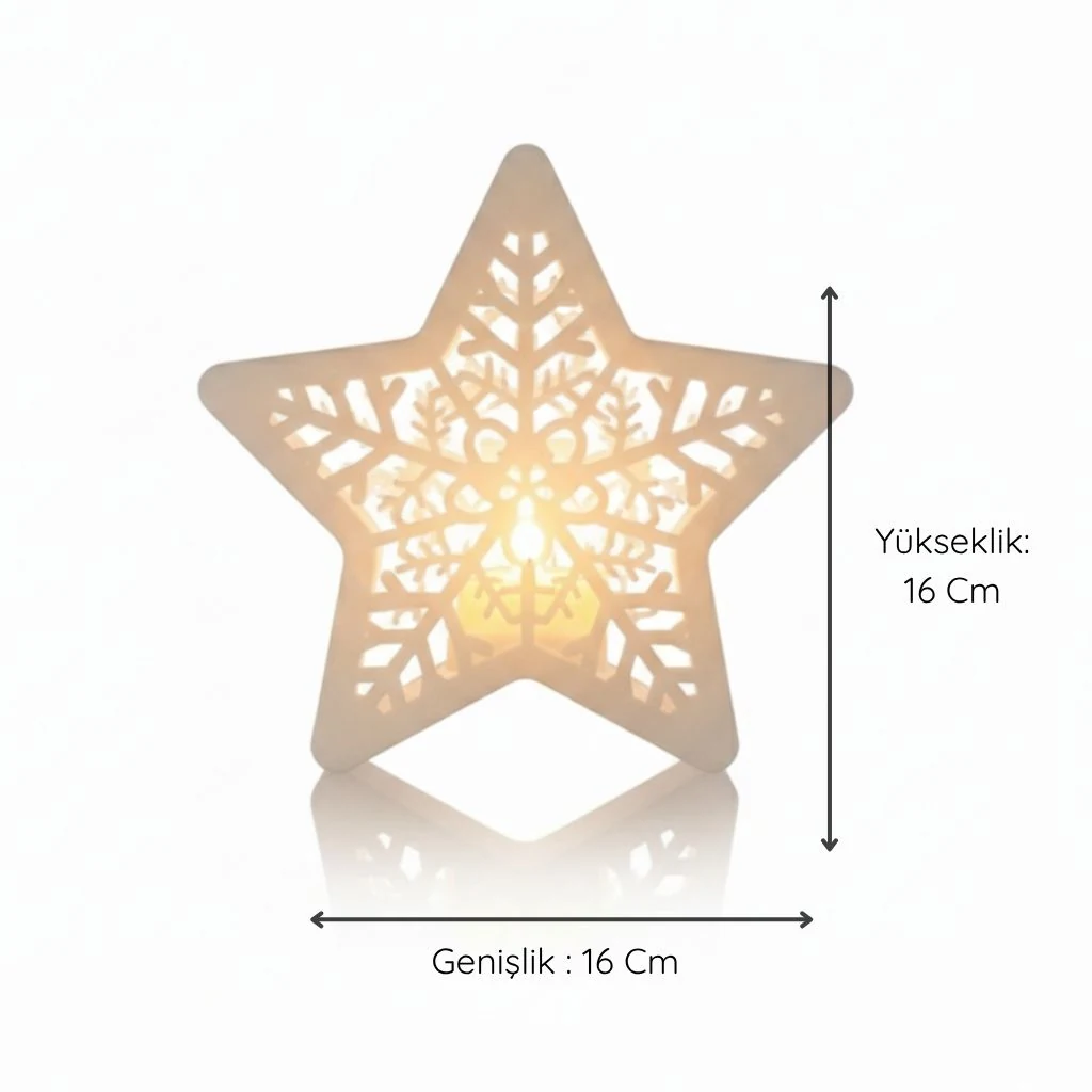 TUBY Christmas Kartanesi Yıldız Mumluk — Açık Desen – 3D baskı mumluk – Görünüm 6 | TUBY